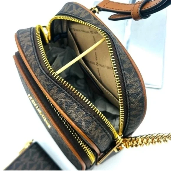 Michael Kors Medium NS Chain Xbody Bag & Jet Set Travel MD ZA Card Case Wallet
